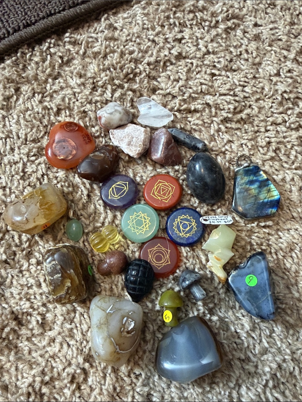 Assorted Decorative Gemstone and Chakra Token Set - Multicolor- crystal set A